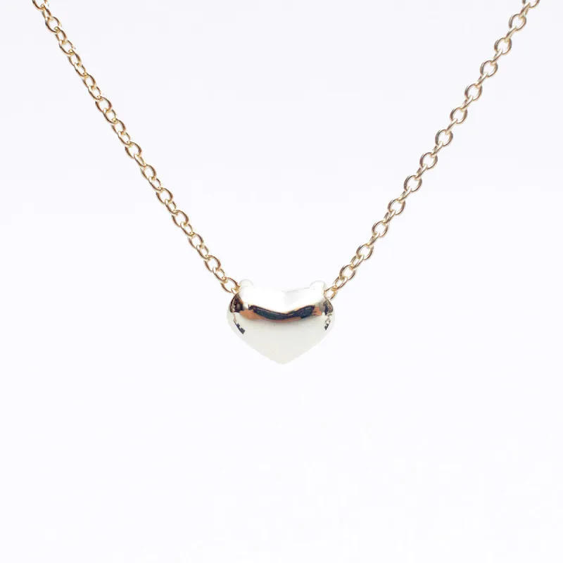 Gold Vermeil Puffy Heart Necklace sold by Silver Lotus