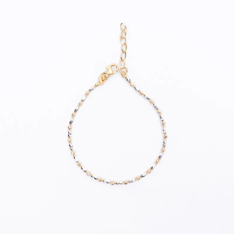 Two Tone Oval & Moon Bead Bracelet sold by Silver Lotus