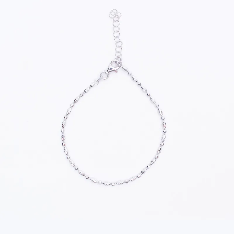 Silver Oval & Bead Bracelet sold by Silver Lotus