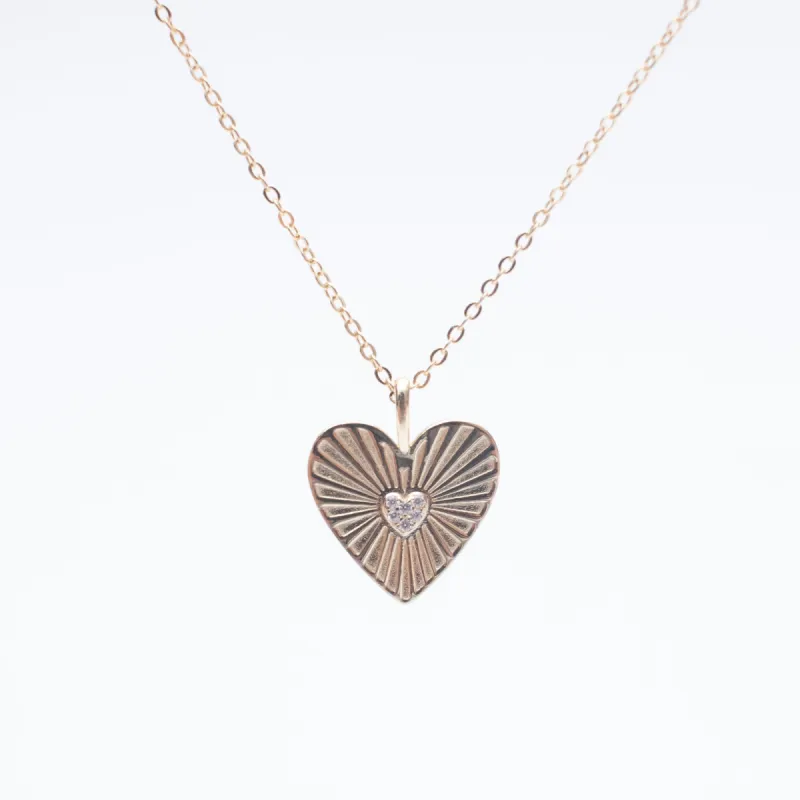 Gold Vermeil Sunbeam Heart Necklace sold by Silver Lotus