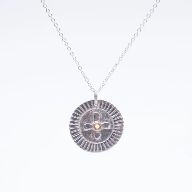 Silver Citrine Medallion Necklace sold by Silver Lotus