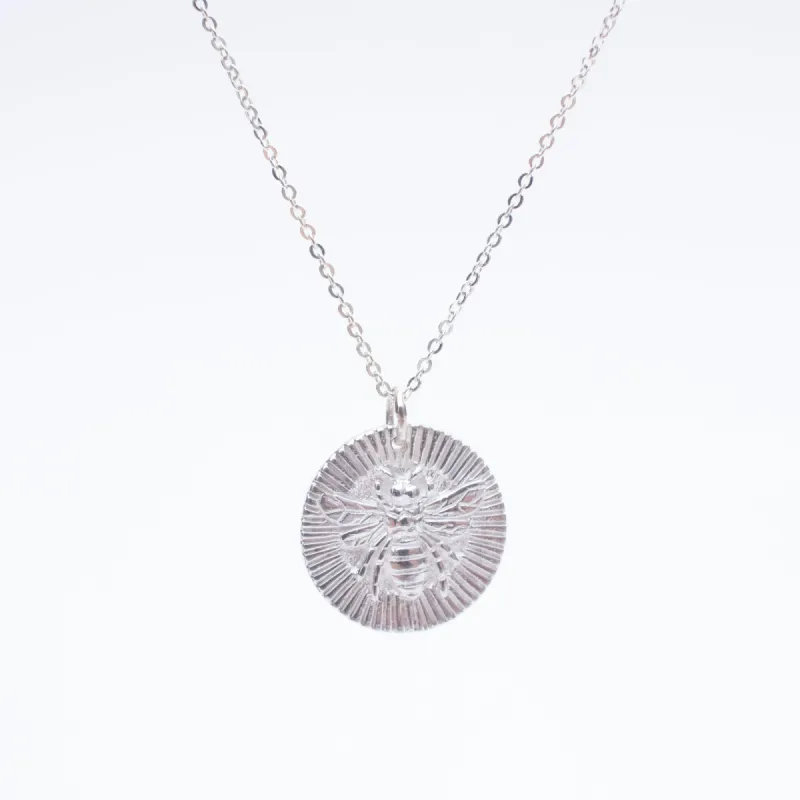 Silver Bee Medallion Necklace sold by Silver Lotus
