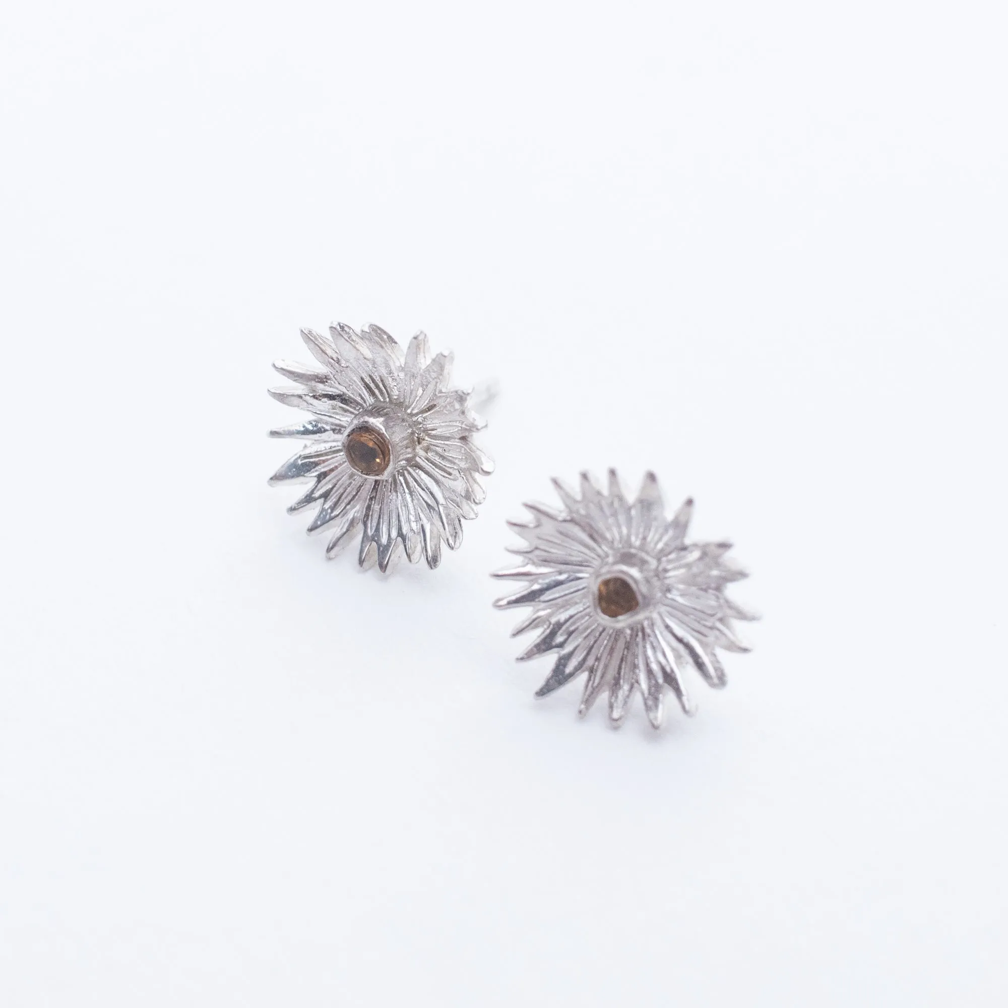 Silver Dahlia Studs with Citrine sold by Silver Lotus