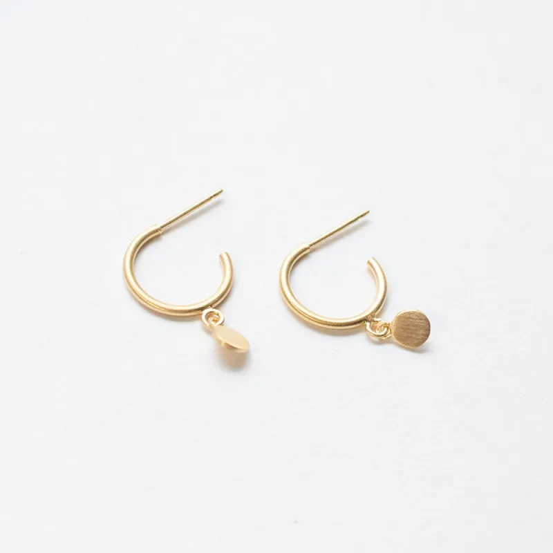 Gold Vermeil Hanging Disc Hoops sold by Silver Lotus