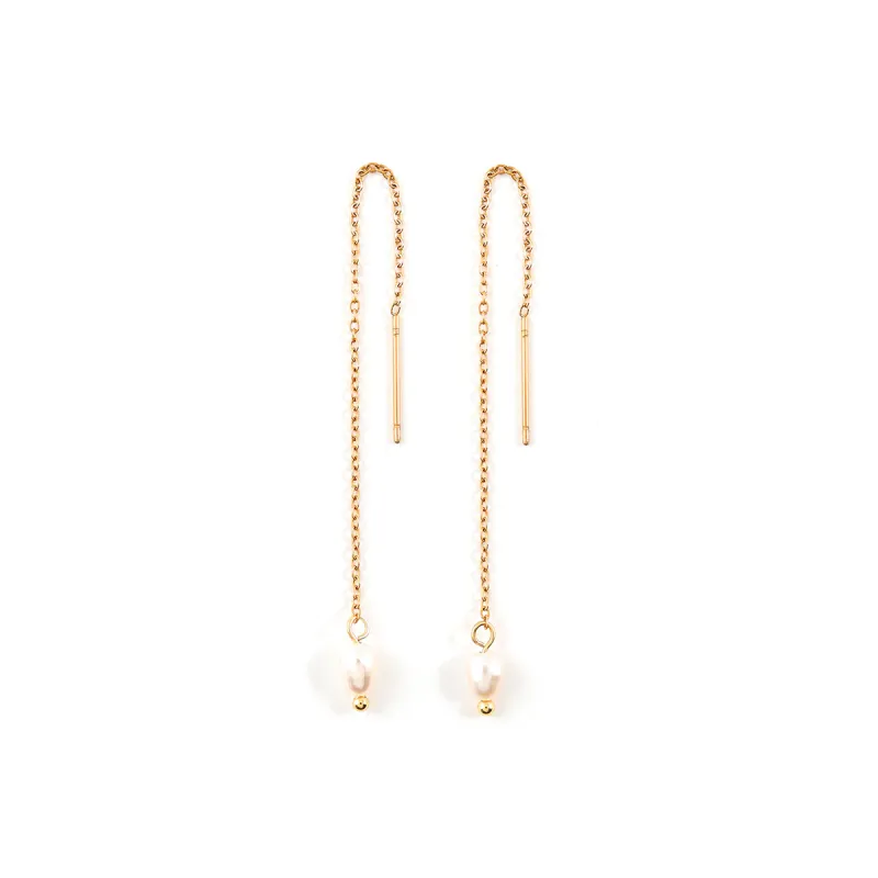 Adella Gold Pull Through Earrings sold by Silver Lotus