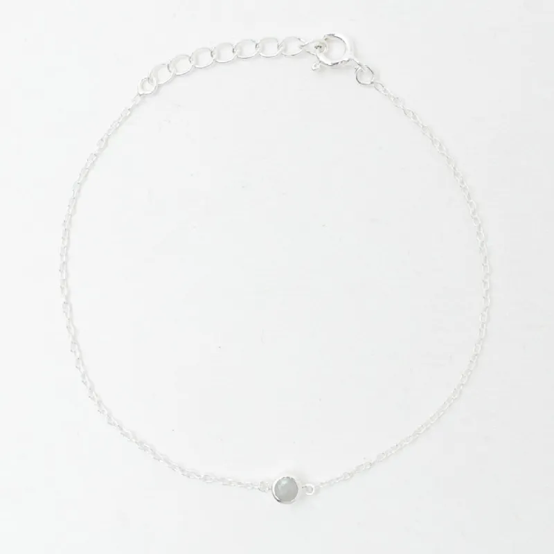 Silver Rainbow Moonstone Solitaire Bracelet sold by Silver Lotus