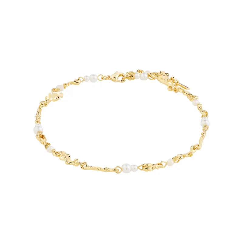 Sloan Gold Plated Freshwater Pearl Ankle Chain made by Pilgrim