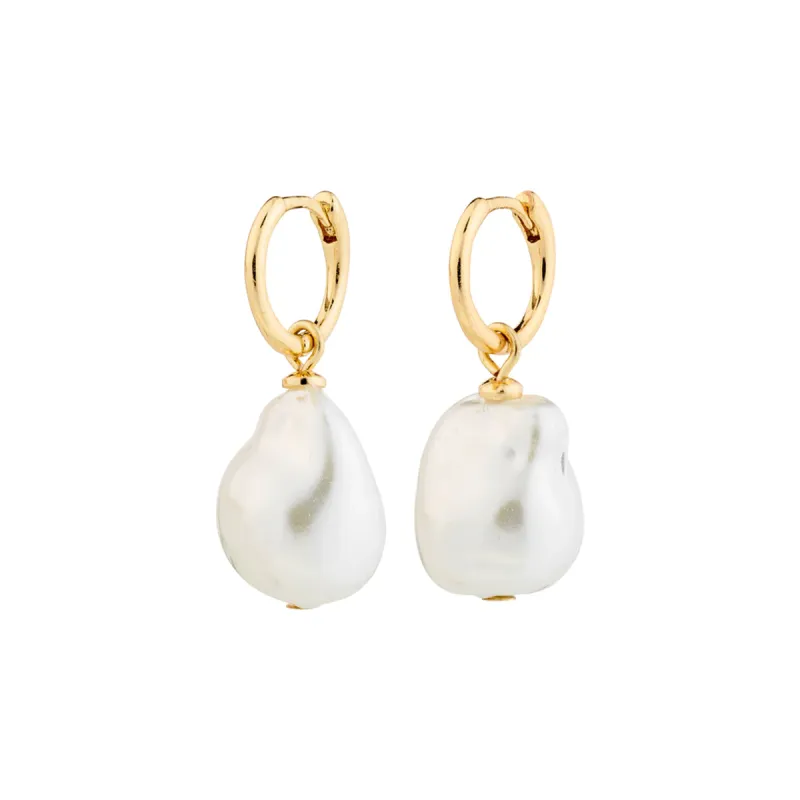 Sky Gold Plated Pearl Hoops sold by Silver Lotus