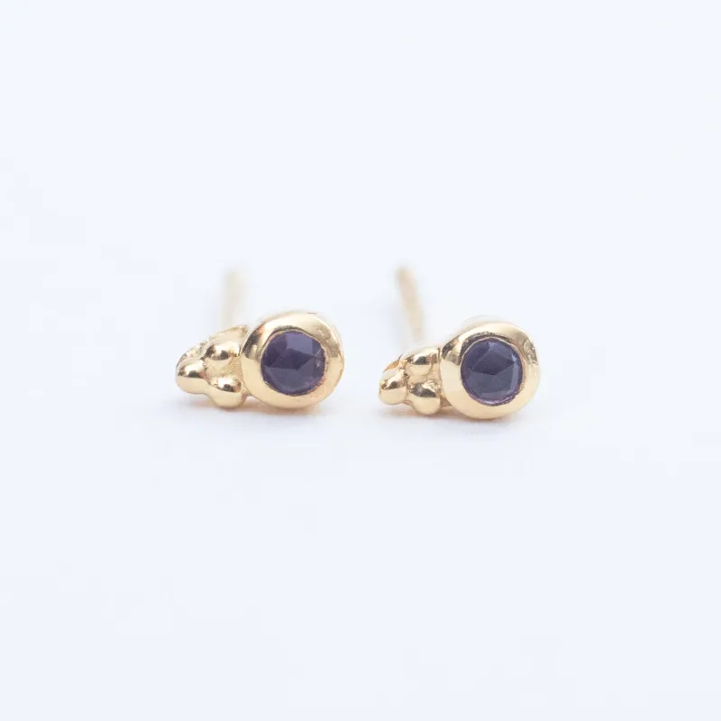 Gold Vermeil Micro Faceted Amethyst Stud sold by Silver Lotus