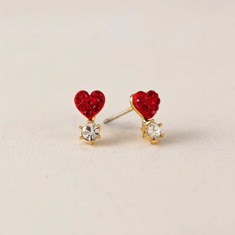 Gold Plated Bisou Red Stud Earrings sold by Silver Lotus