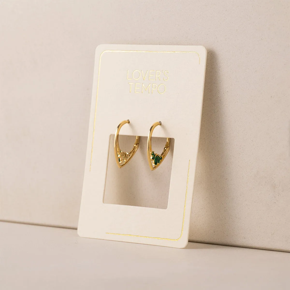 Gold Plated Aria Emerald Hoop Earrings sold by Silver Lotus product image thumbnail 3