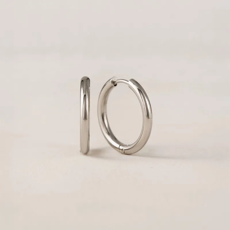 Silver 20mm Tube Hoop Earrings sold by Silver Lotus