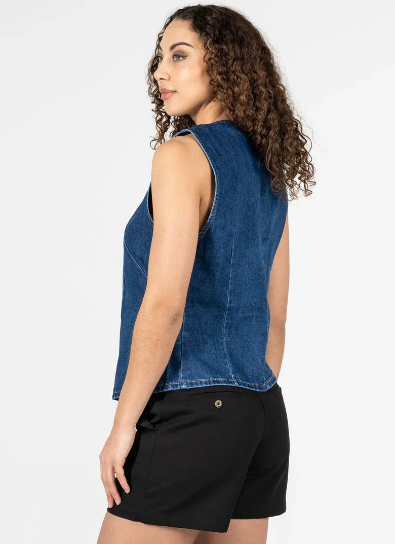 Button Down Denim Vest sold by Silver Lotus product image thumbnail 2