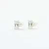 Silver CZ Baguette & Pearl Studs sold by Silver Lotus