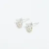 Silver CZ Baguette & Pearl Studs sold by Silver Lotus