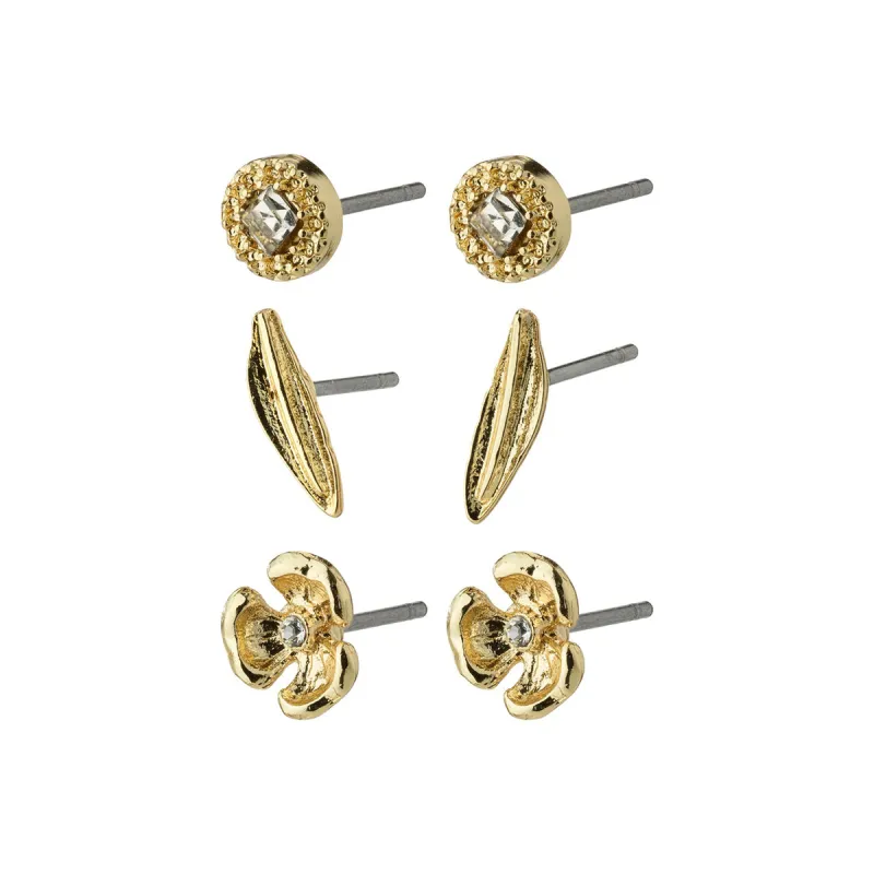 Echo Gold Plated Crystal Earring Set made by Pilgrim
