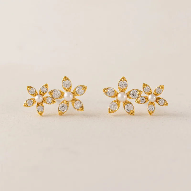 Gold Plated Lily Climber Earrings sold by Silver Lotus