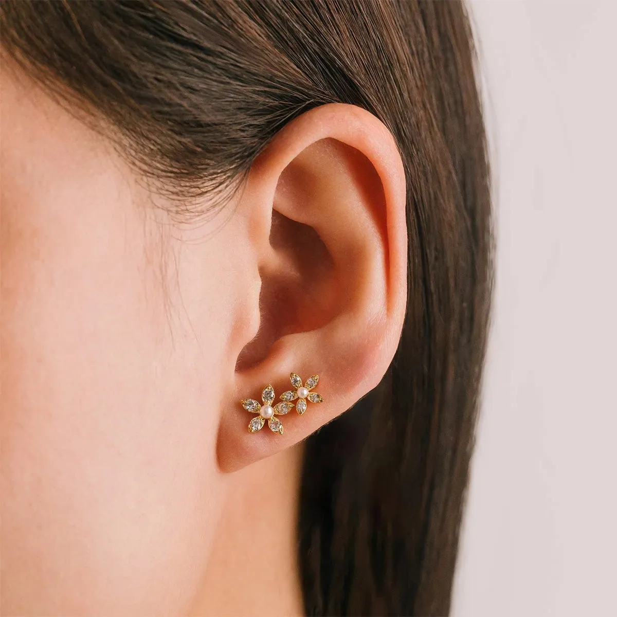 Gold Plated Lily Climber Earrings sold by Silver Lotus product image thumbnail 2