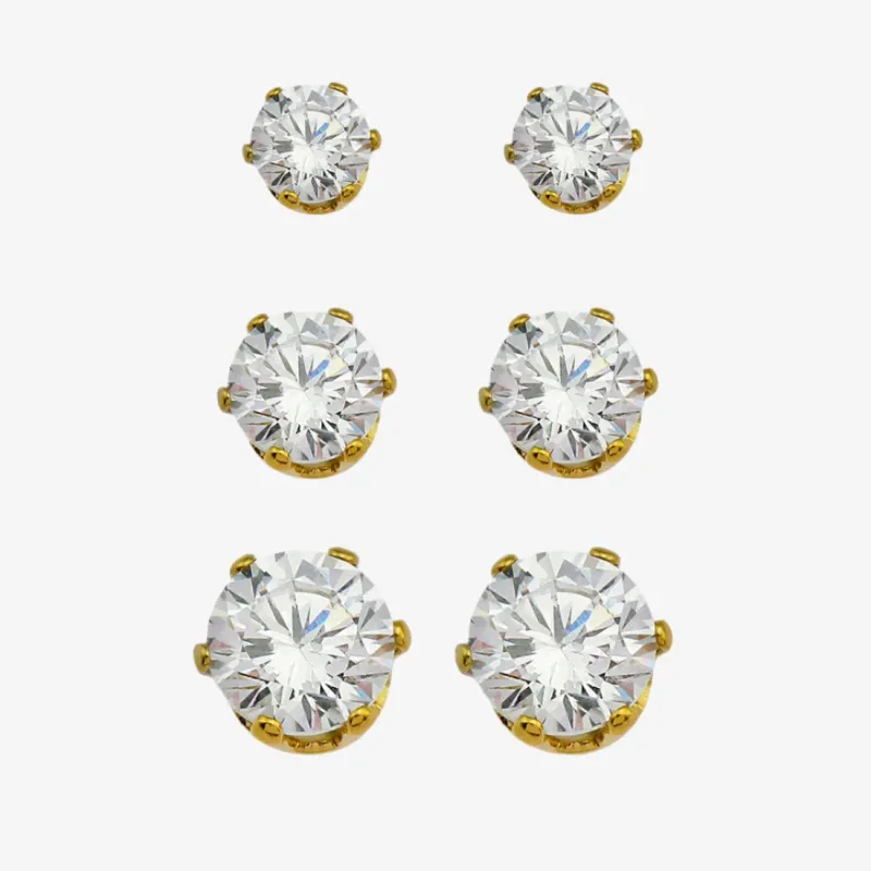 Reign Gold & Zirconia Stud Set sold by Silver Lotus
