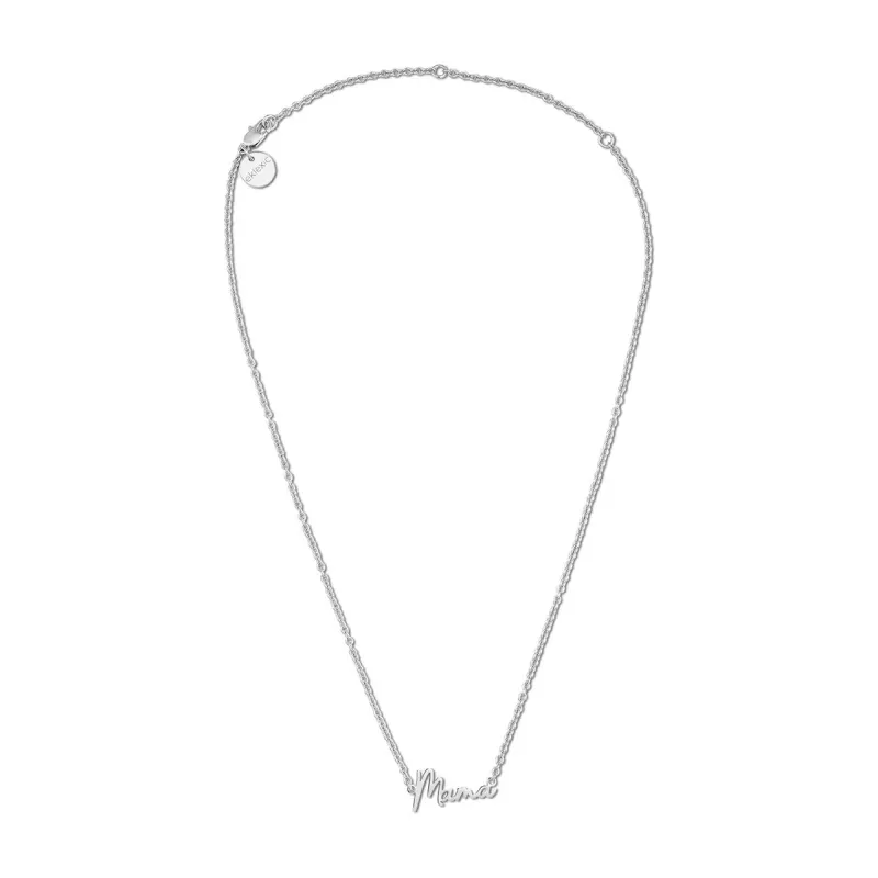 Rhodium Plated Dainty Script Mama Necklace sold by Silver Lotus