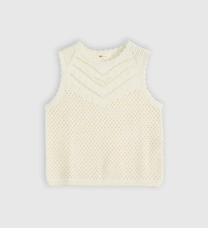 Adrienne Crochet Tank - Egret sold by Silver Lotus