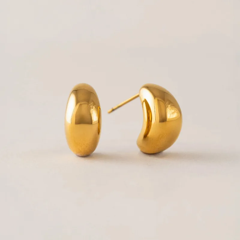 Gold Crest Dome Hoop Earrings sold by Silver Lotus