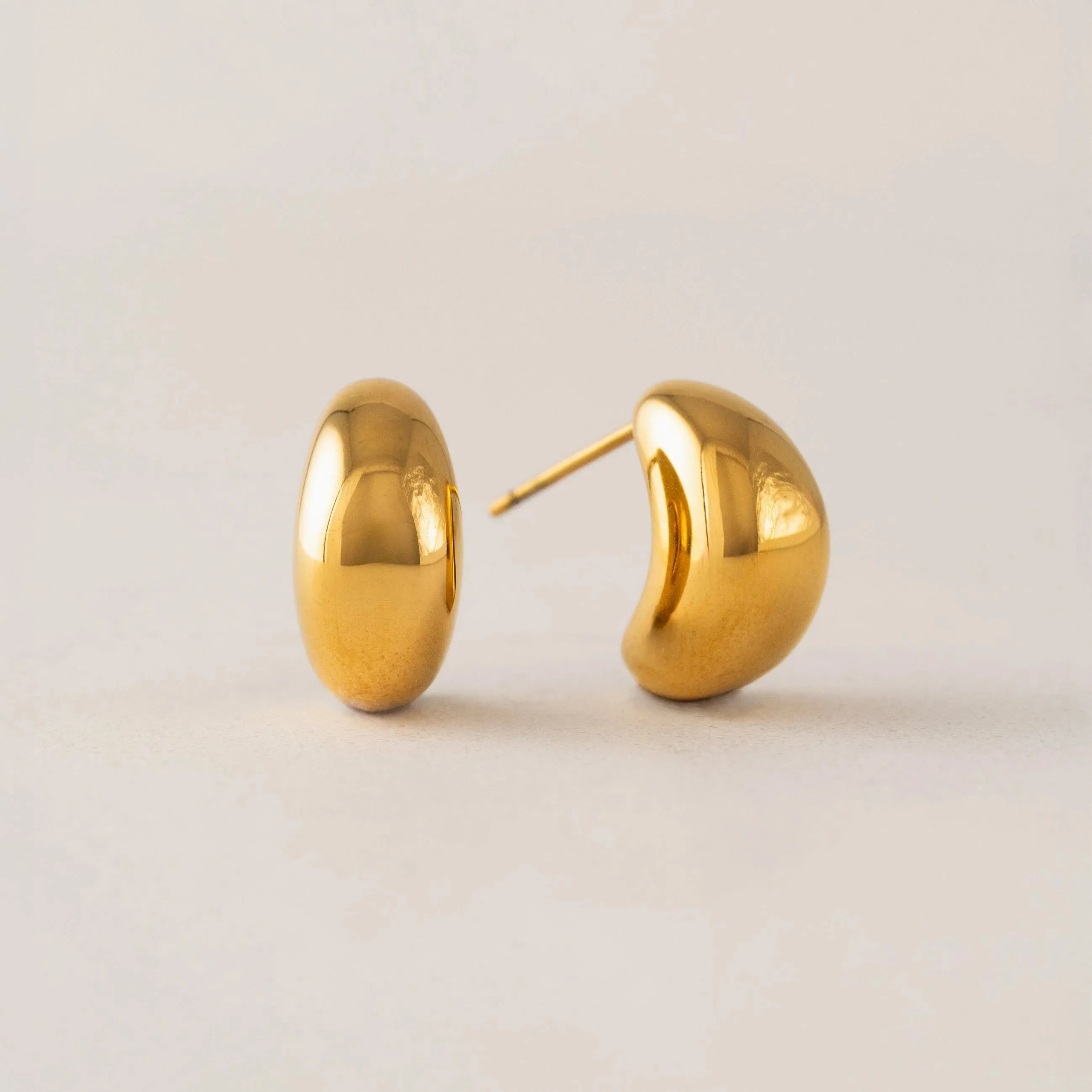 Gold Crest Dome Hoop Earrings sold by Silver Lotus