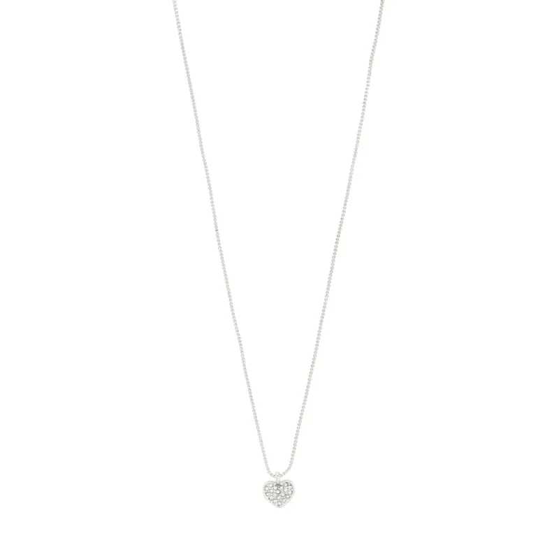 Emmett Silver Plated Crystal Heart Necklace sold by Silver Lotus