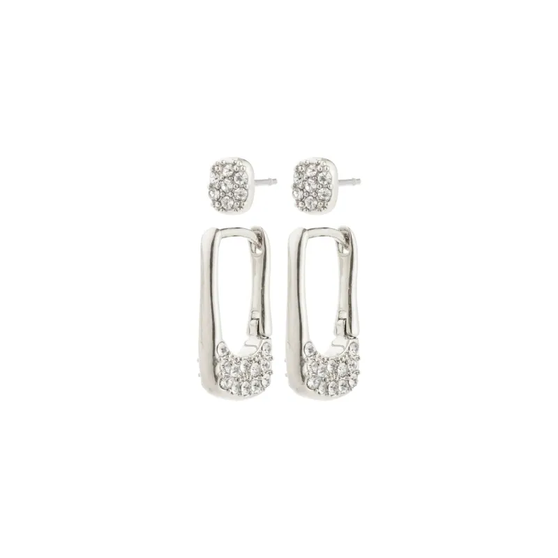 Instant Silver Plated Crystal Hoops & Stud Earrings Set sold by Silver Lotus