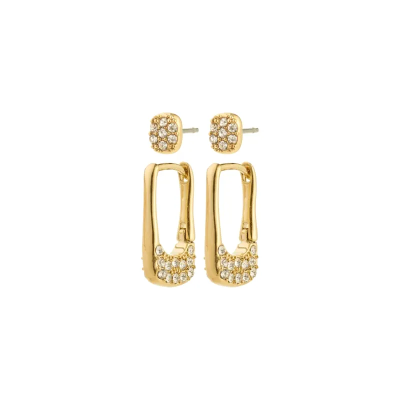 Instant Gold Plated Crystal Hoops & Stud Earrings Set sold by Silver Lotus