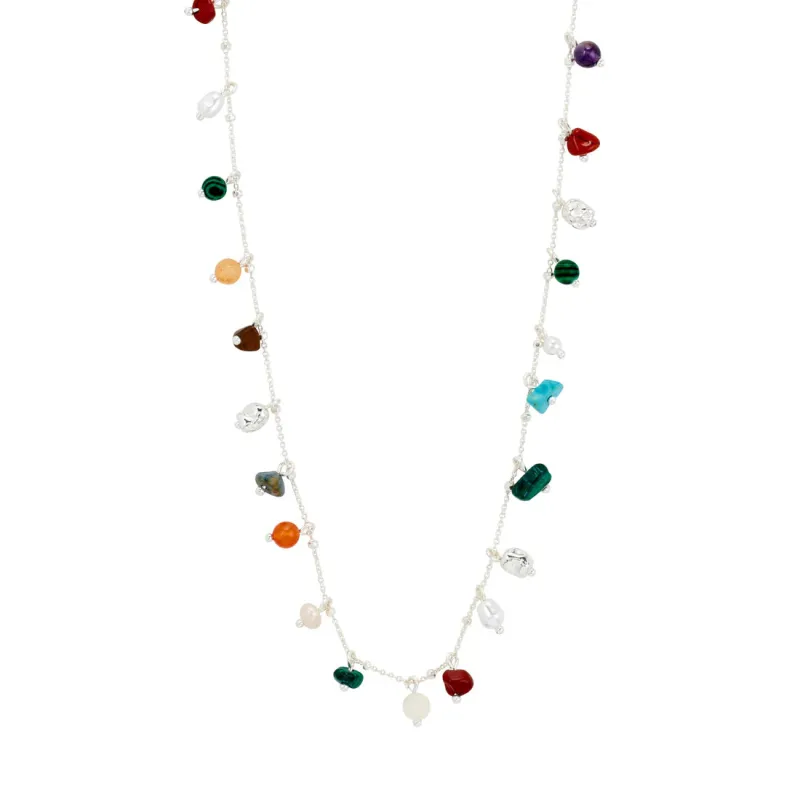 Between Silver Plated Stone Necklace made by Pilgrim