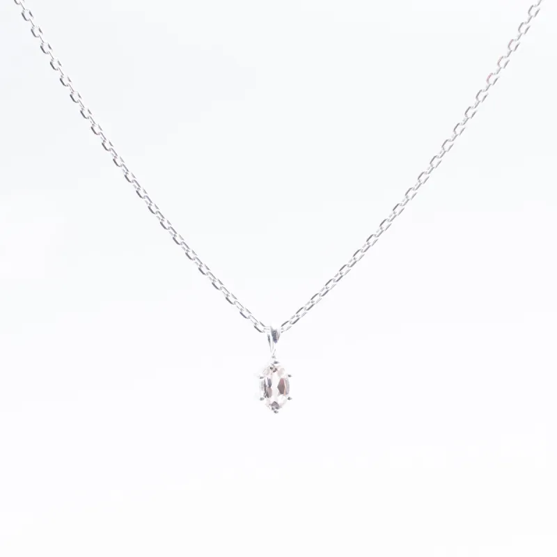 Silver Oval Claw Set Morganite Necklace made by Silver Lotus