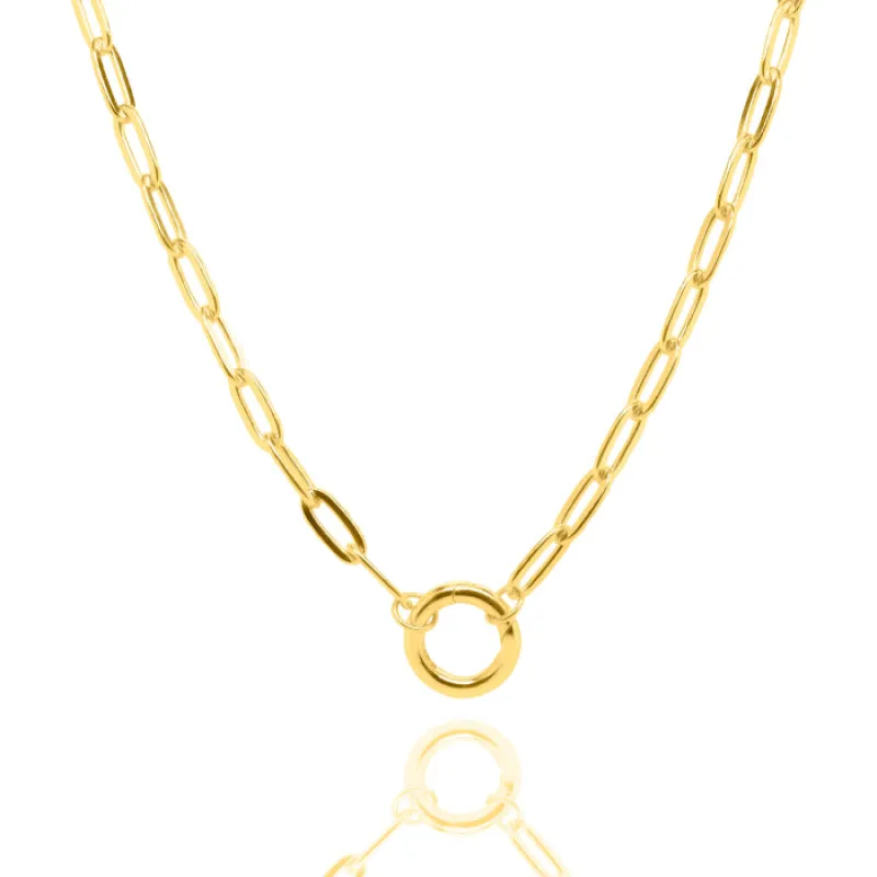 Gold Vermeil Paperclip Round Enhancer Necklace sold by Silver Lotus