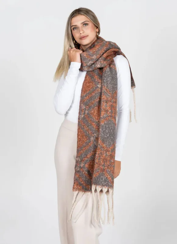 Argyle Pattern Blanket Scarf sold by Silver Lotus