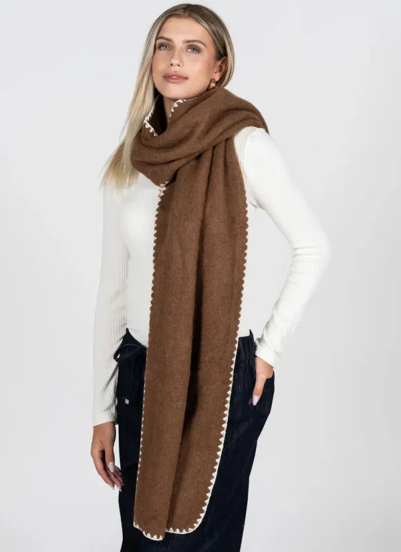 Wool Blend Contrast Stitch Scarf sold by Silver Lotus