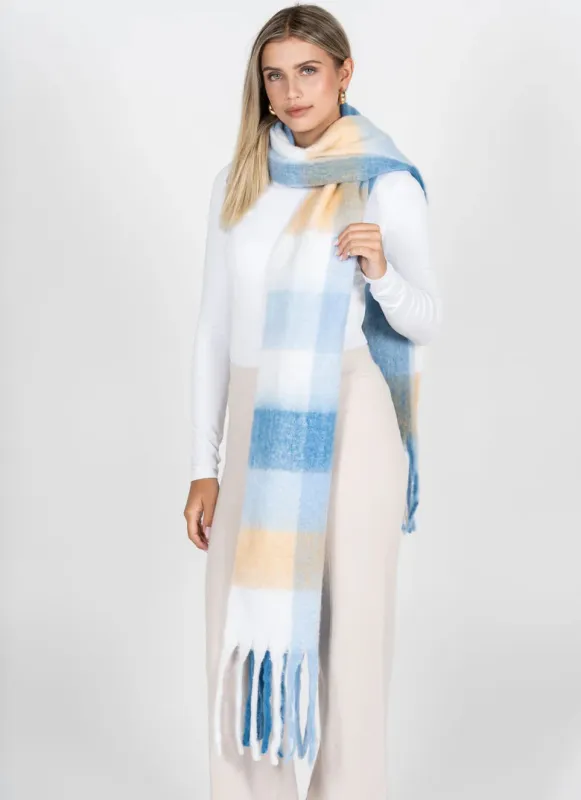 Plaid Pattern Blanket Scarf sold by Silver Lotus