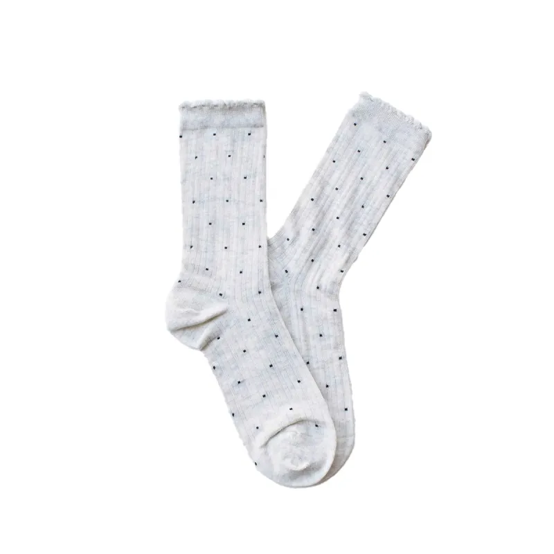 Frill Edge Ribbed Polka Dot Crew Socks sold by Silver Lotus