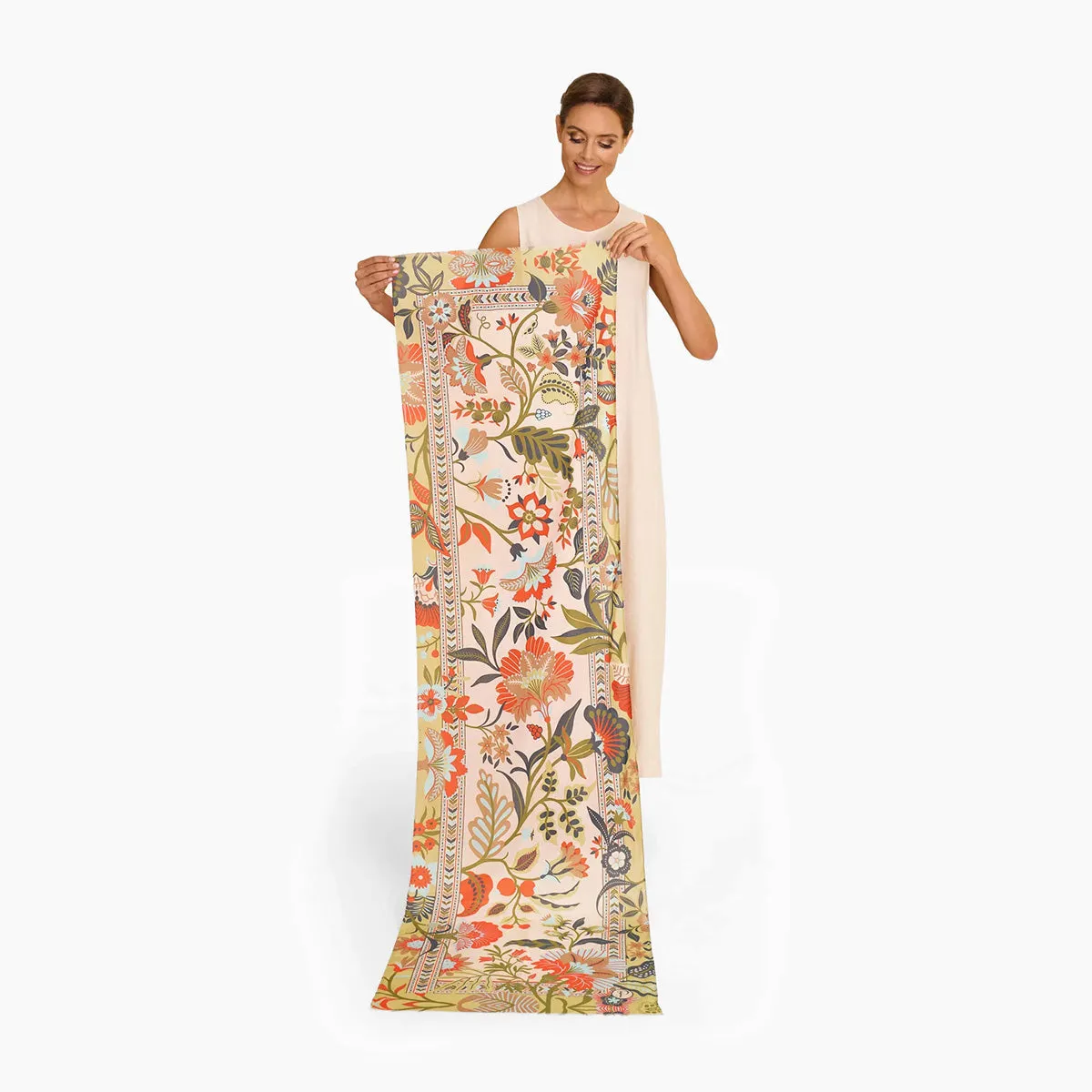 Folky Floral Cotton Scarf sold by Silver Lotus product image thumbnail 3