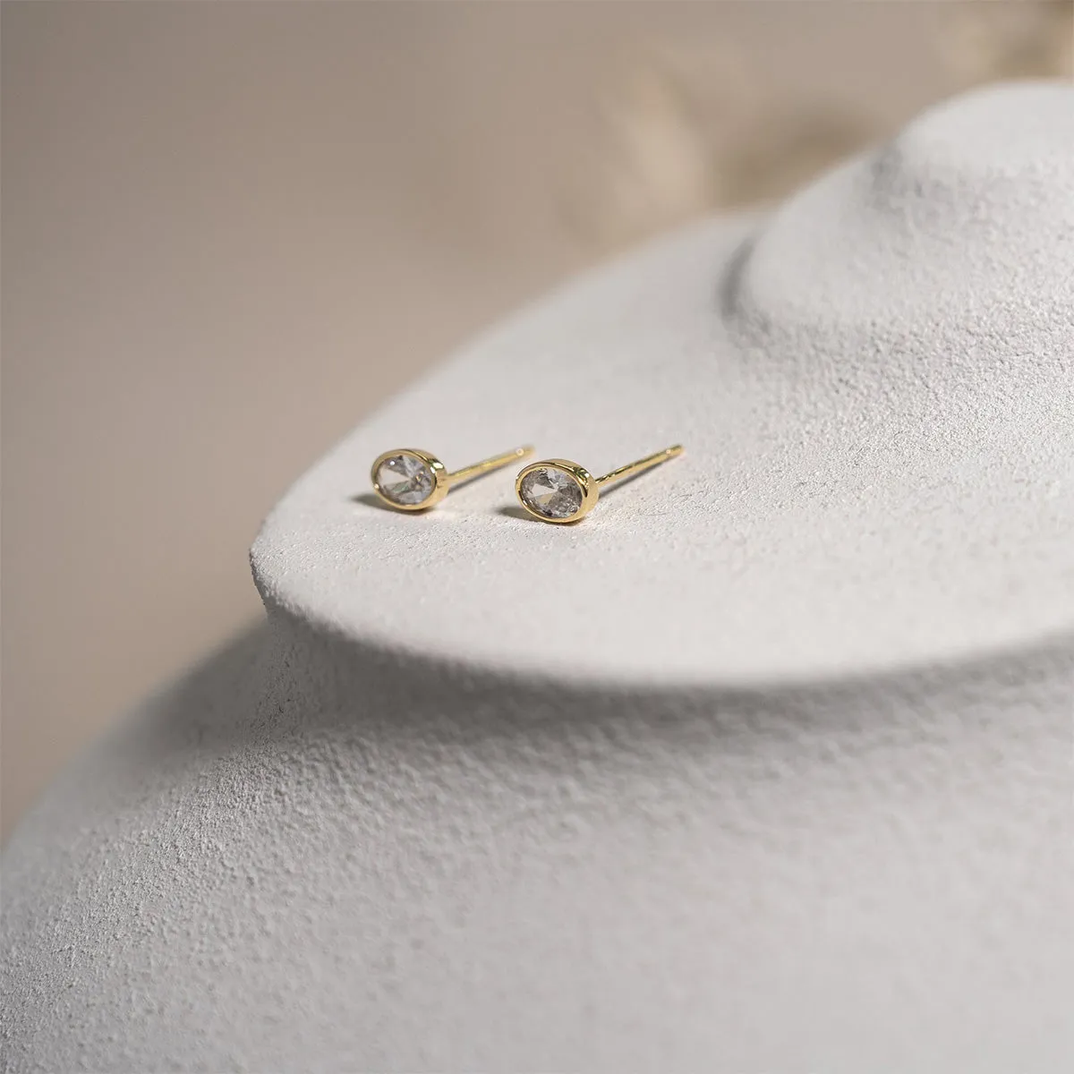 Bezel Set Oval CZ Stud Earrings sold by Silver Lotus product image thumbnail 4