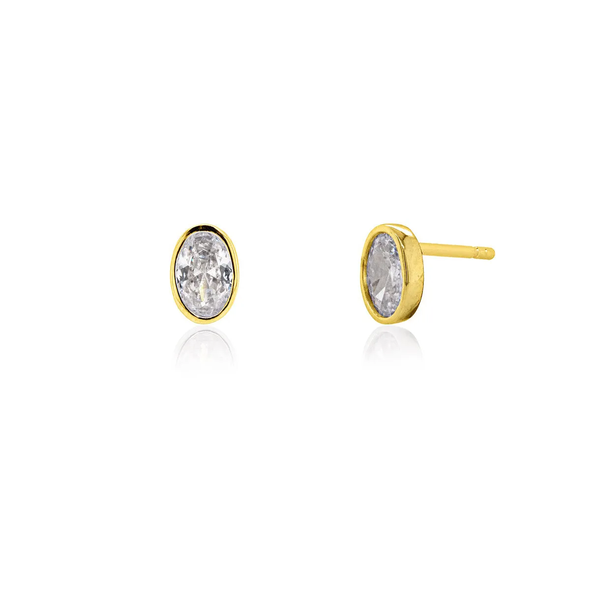 Bezel Set Oval CZ Stud Earrings sold by Silver Lotus product image thumbnail 3