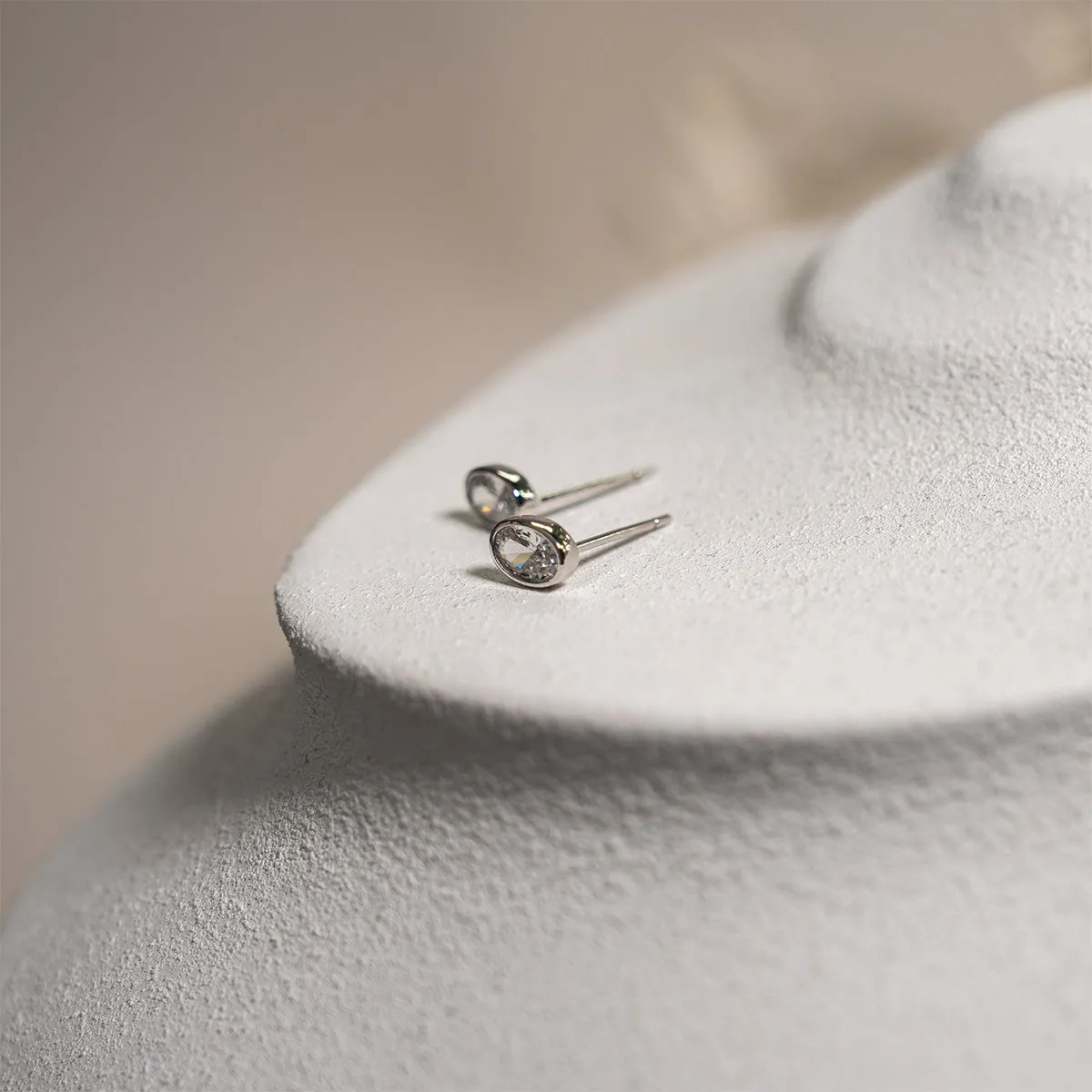 Bezel Set Oval CZ Stud Earrings sold by Silver Lotus product image thumbnail 2