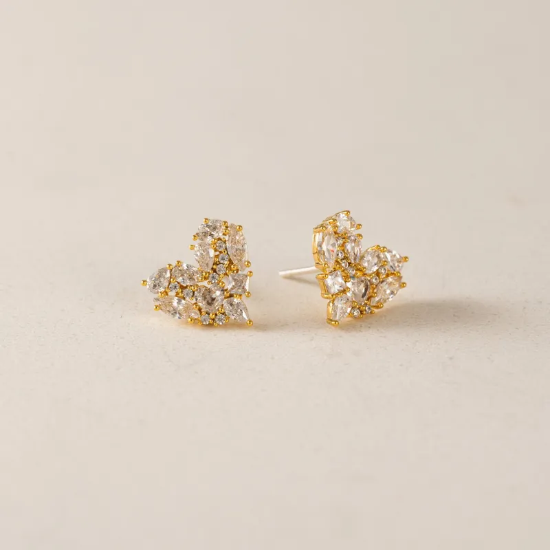 Gold Plated Mini Debut Heart Studs sold by Silver Lotus