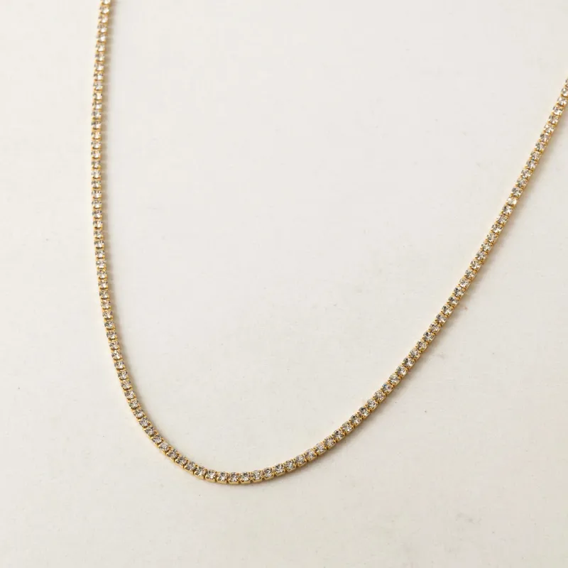 Gold Plated Crystal Tennis Necklace sold by Silver Lotus