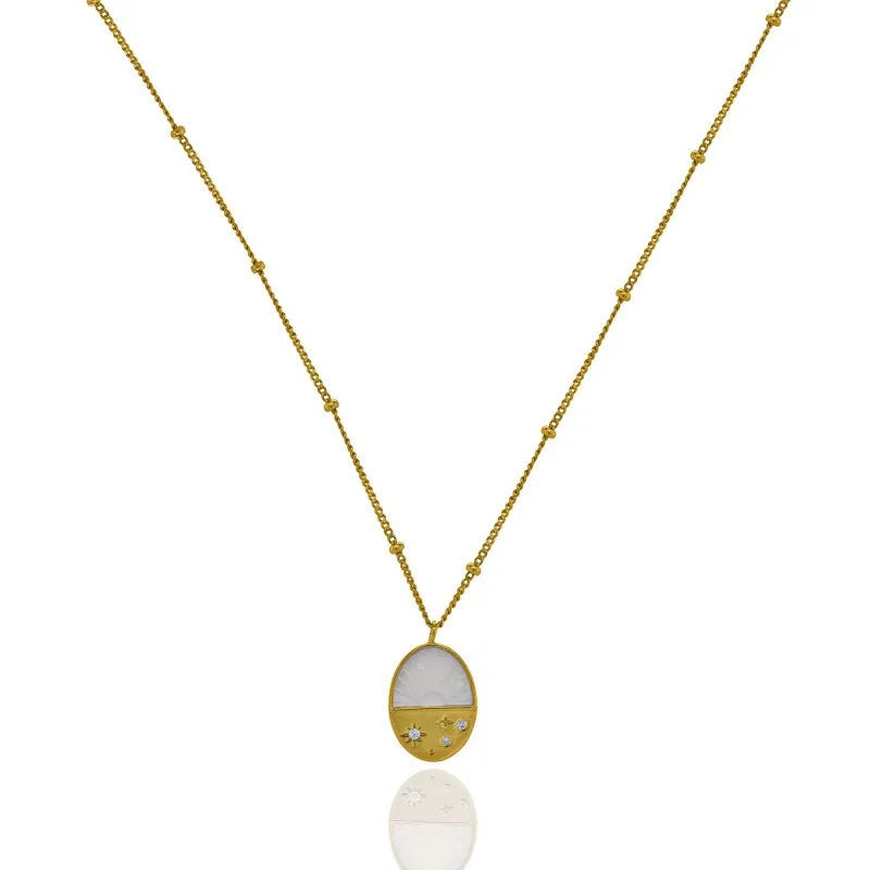 Mother of Pearl Oval Pendant Necklace sold by Silver Lotus