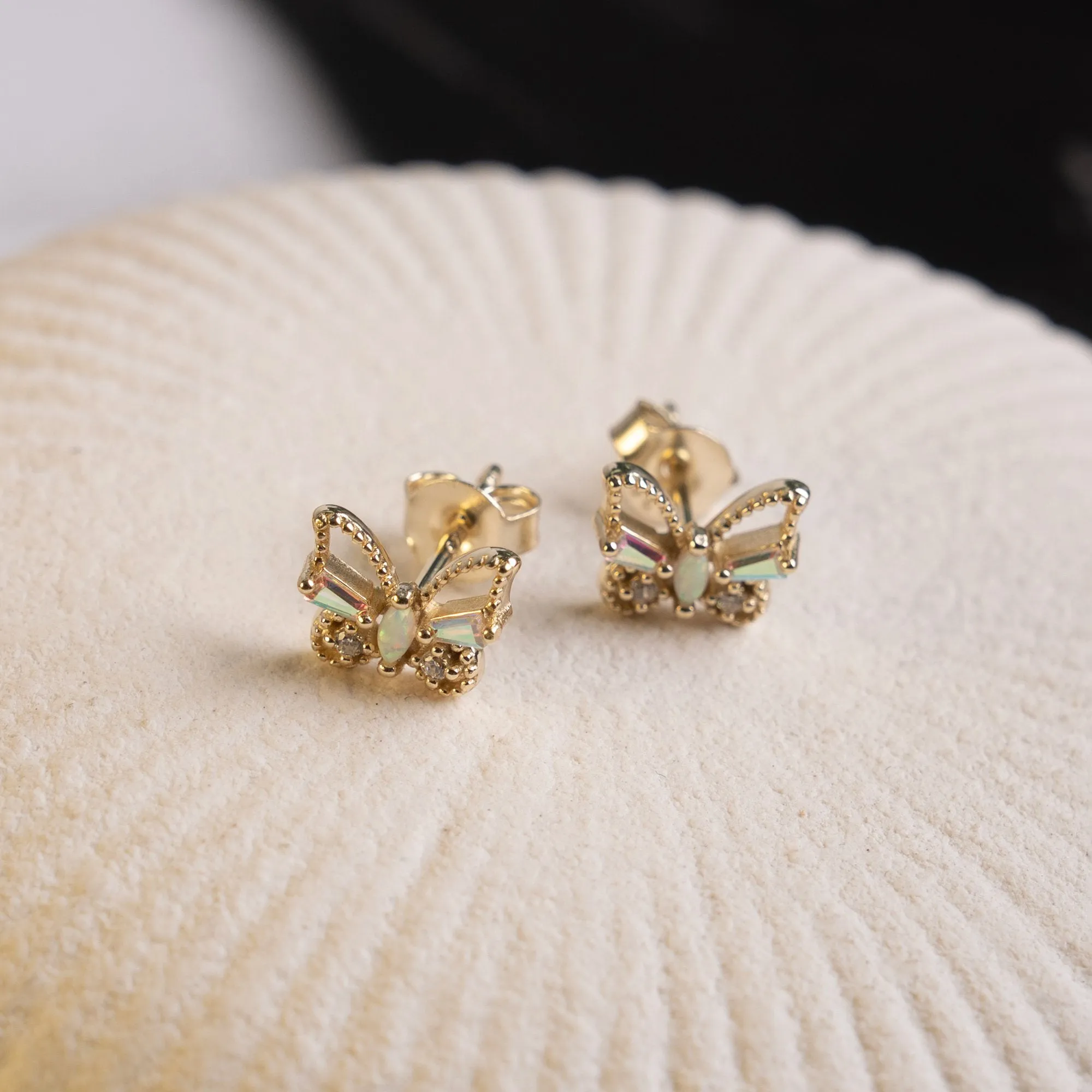 Gold Vermeil CZ Opal Cutout Butterfly Studs sold by Silver Lotus product image thumbnail 2