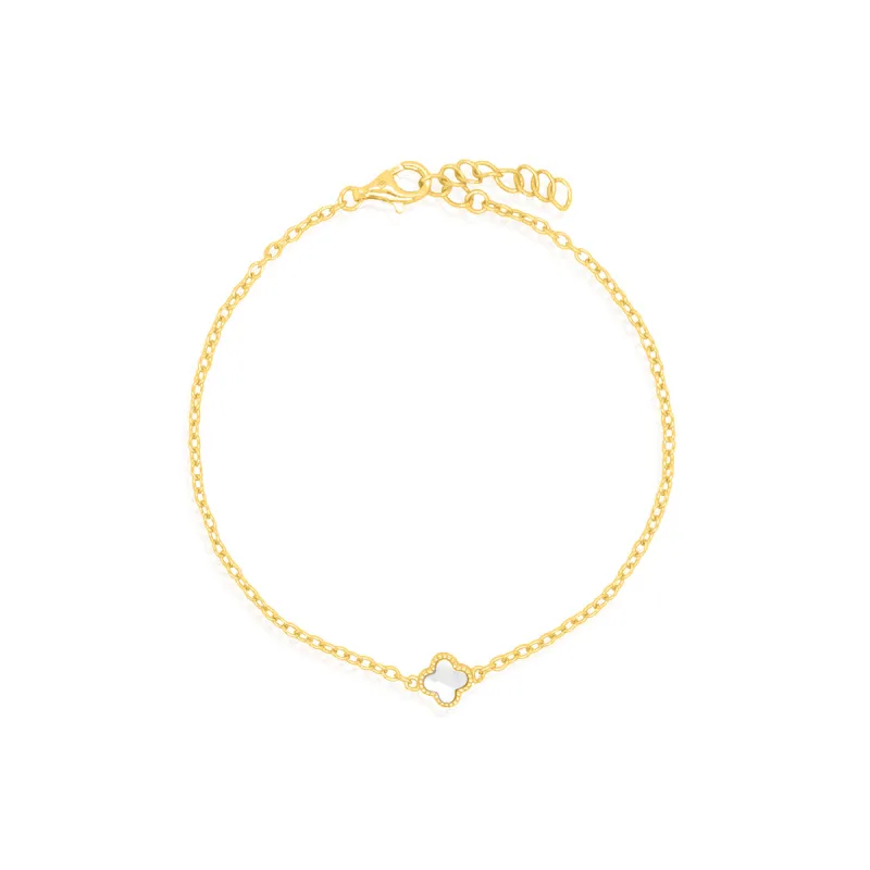 Gold Vermeil Mother of Pearl Clover Bracelet sold by Silver Lotus