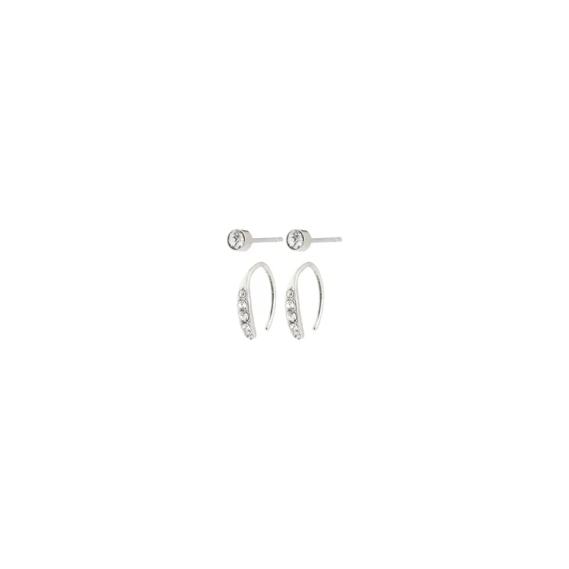 Gionni Silver Plated Crystal Hoops & Stud Earrings Set sold by Silver Lotus
