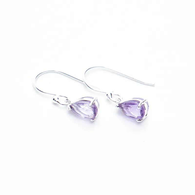 Amethyst Silver Teardrop Earrings sold by Silver Lotus