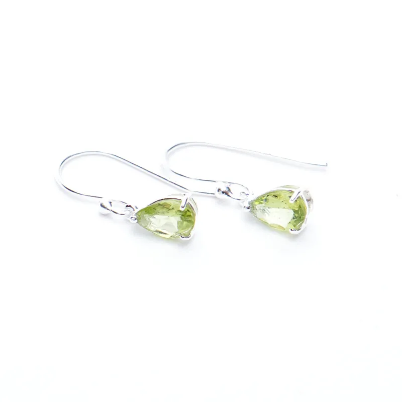 Peridot Silver Teardrop Earrings sold by Silver Lotus