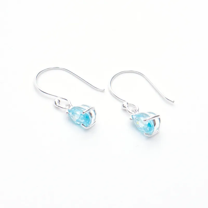 Blue Topaz Silver Teardrop Earrings sold by Silver Lotus